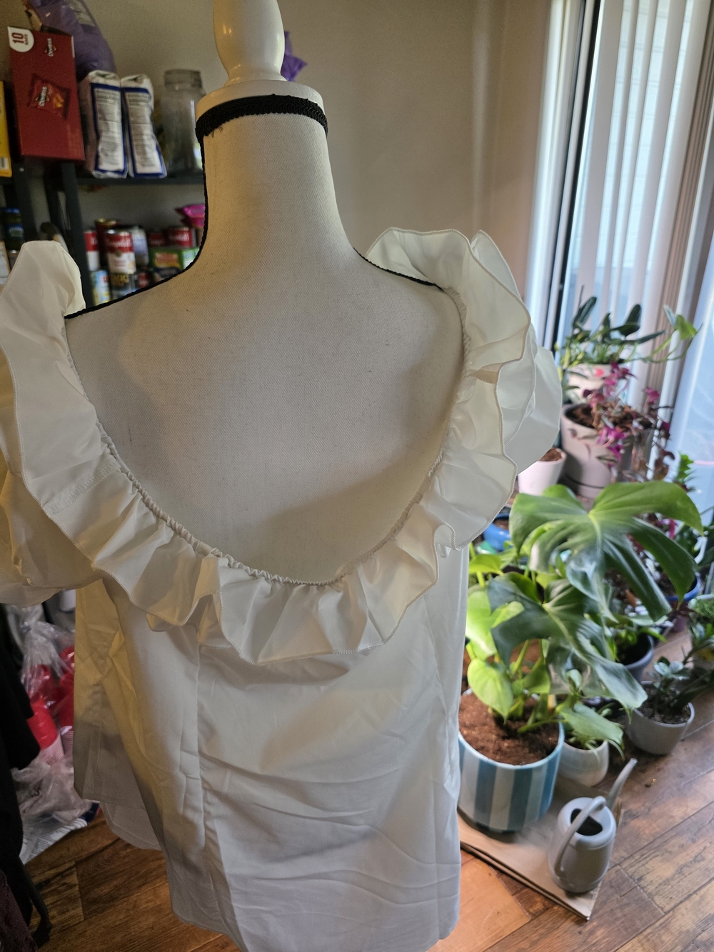 White Ruffle Off-Shoulder Women’s Top - Picture 2 of 2